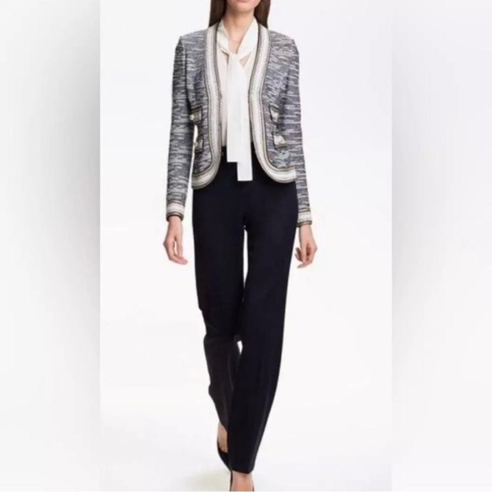 St. John Basics Black Santana Wool Pleated Cropped Pants Trousers Women’s 2